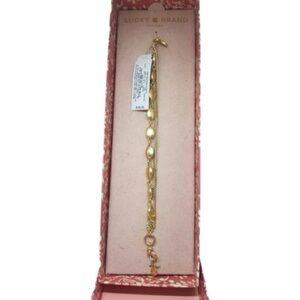 NWT Lucky Brand Gift Boxed Gold Multi Strand Layered Citrine Bracelet